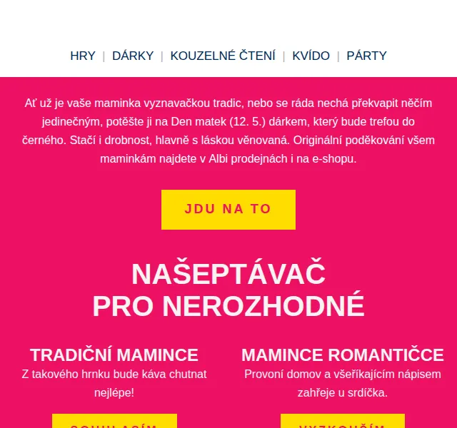 Albi: Dárky pro maminky na Den matek – květen 2026 | Nuslet.cz