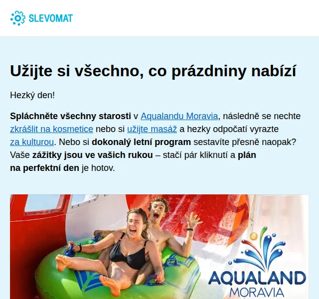 Slevomat: Léto v Aqualandu Moravia a masáže – červen 2026 | Nuslet.cz