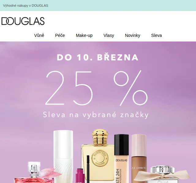 Douglas CZ: Sleva 25 % na vybrané značky – březen 2026 | Nuslet.cz