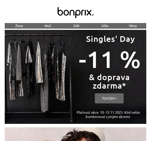 bonprix: Singles' Day –11 % + poštovné zdarma – červen 2026 | Nuslet.cz