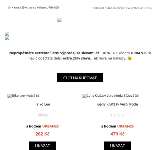 UrbanStore: Letní výprodej slevy až −70 % – červen 2026 | Nuslet.cz