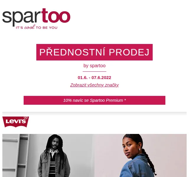 Spartoo.cz: Až -50 % na Moony Mood, Catimini a Levi's – červen 2026 | Nuslet.cz