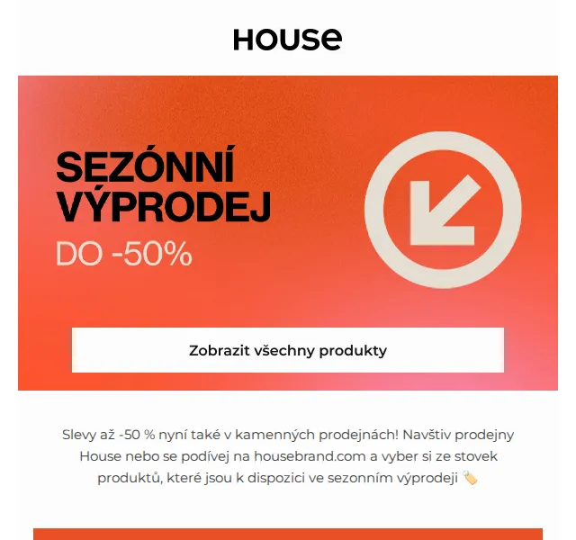 HOUSE: Sezonní výprodej – slevy až -50 % – červen 2026 | Nuslet.cz