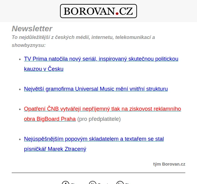 Aleš Borovan: Přehled médií, telekomunikací a showbyznysu – červen 2026 | Nuslet.cz