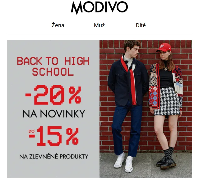 Modivo: –20 % na novinky a –15 % extra na zlevněné – červen 2026 | Nuslet.cz