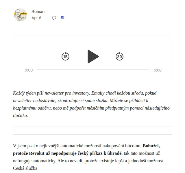 Anycoin: automatický nákup bitcoinu za koruny – červen 2026 | Nuslet.cz