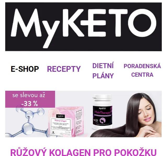 MyKETO: Růžový kolagen a Hair Therapy se slevou až -33% – červen 2026 | Nuslet.cz