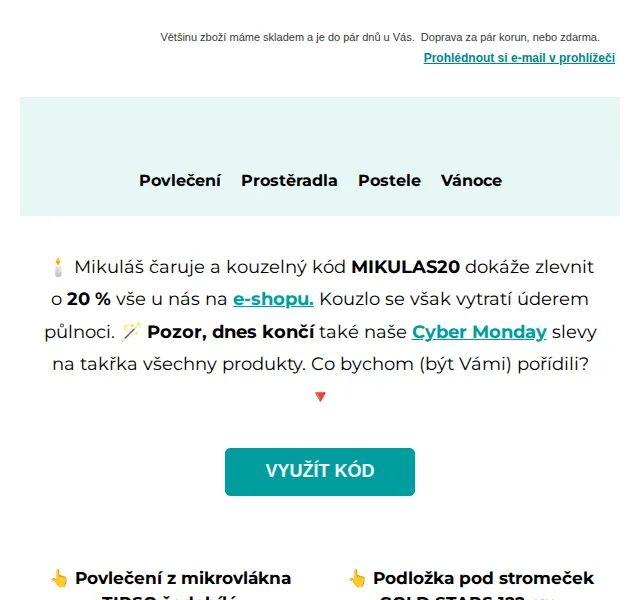 Výprodej povlečení: sleva 20 % na vše – červen 2026 | Nuslet.cz