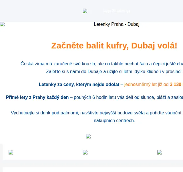 Smartwings: letenky do Dubaje od 3 130 Kč – prosinec 2026 | Nuslet.cz