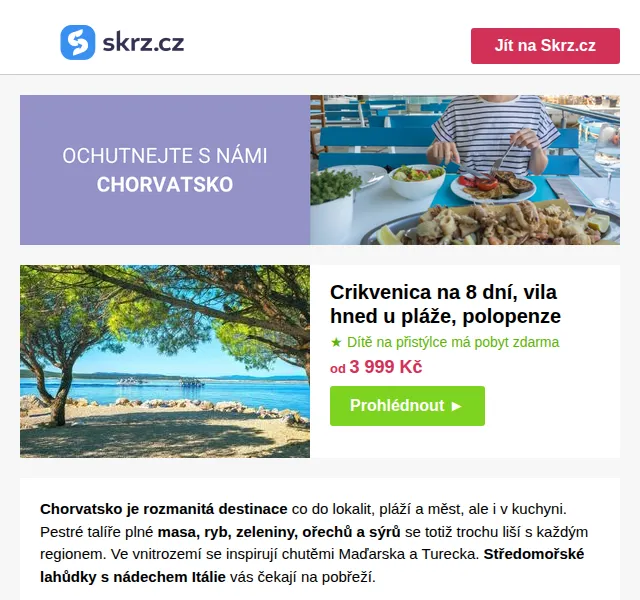 Skrz: Dovolená v Chorvatsku od 3 999 Kč – červenec 2026 | Nuslet.cz