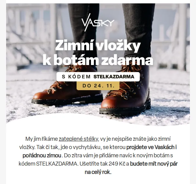 Vasky: Zimní vložky k botám zdarma (ušetříte 249 Kč) – červen 2026 | Nuslet.cz