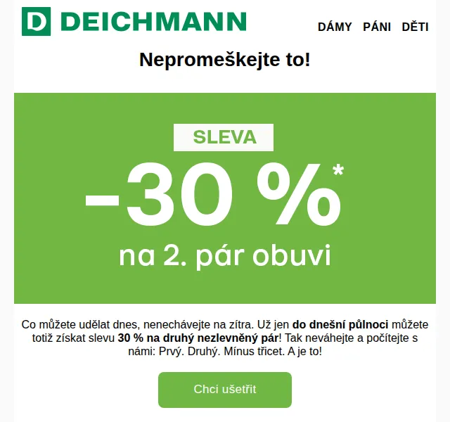 DEICHMANN: -30 % na druhý pár – červen 2026 | Nuslet.cz
