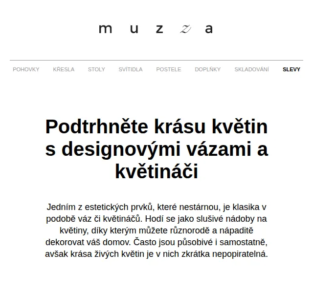 MUZZA: designové vázy a květináče – červen 2026 | Nuslet.cz