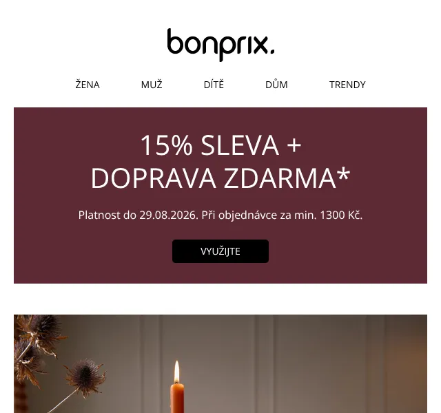 Bonprix: 15 % sleva + doprava zdarma – srpen 2026