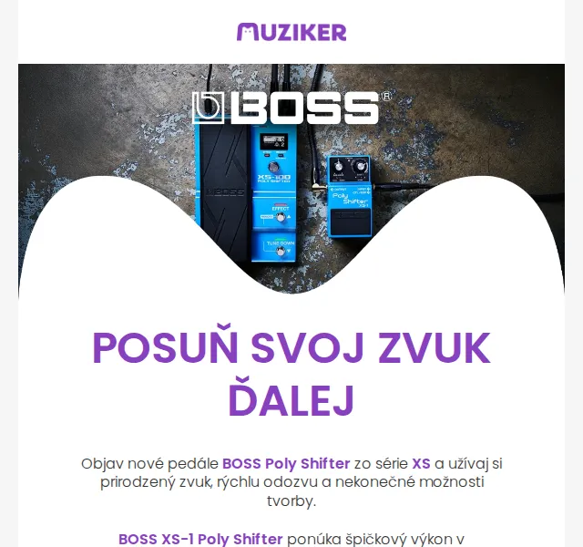 Muziker: Nové pedály BOSS XS-1 a XS-100 – červen 2026 | Nuslet.cz