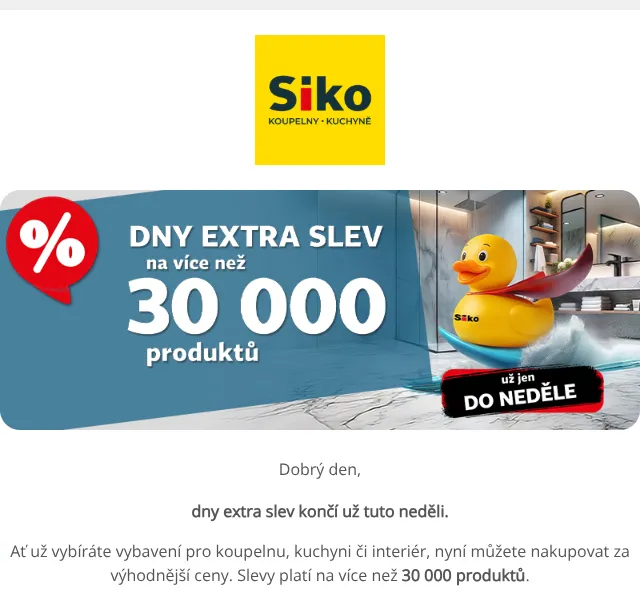 SIKO KOUPELNY: Slevy na 30 000+ produktů – červenec 2026