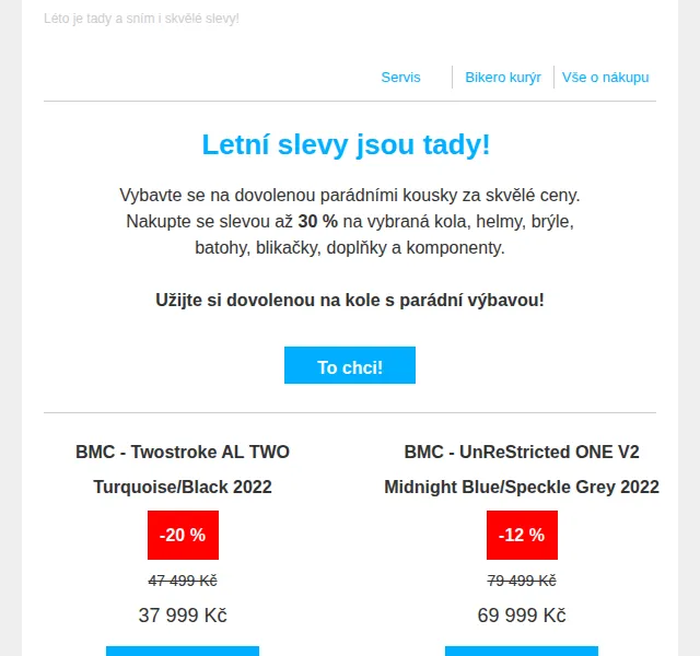 czbikero: Letní slevy až 30 % na kola a vybavení – červen 2026 | Nuslet.cz