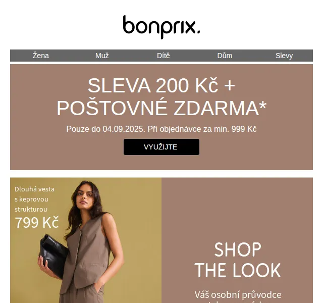 bonprix: 200 Kč sleva a poštovné zdarma – červenec 2026 | Nuslet.cz