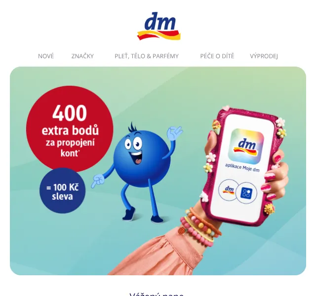 dm Drogerie: 100 Kč sleva na propojení účtu – září 2026