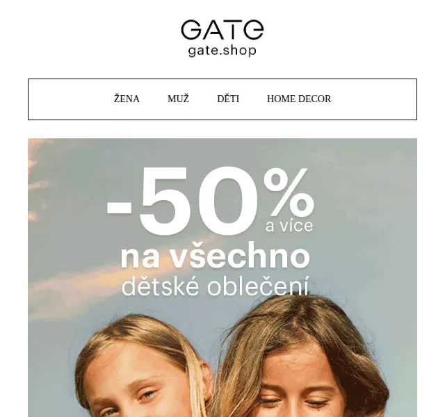 gate.shop: -50% na dětské oblečení – červen 2026 | Nuslet.cz