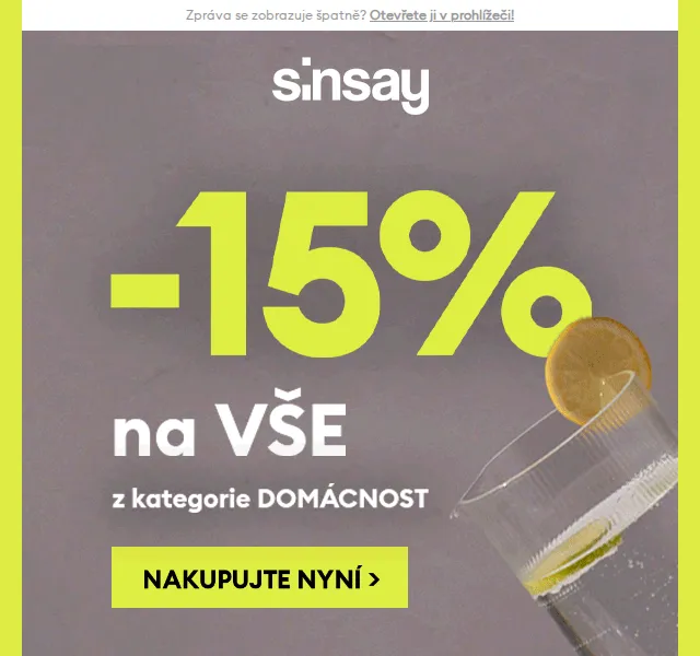 Sinsay: -15 % na domácnost kolekci – červen 2026 | Nuslet.cz