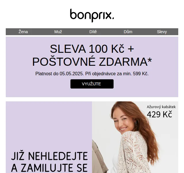bonprix: sleva 100 Kč a poštovné zdarma – červen 2026 | Nuslet.cz