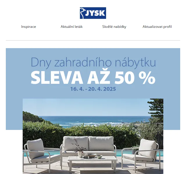 JYSK: Dny zahradního nábytku se slevou až 50 % – červenec 2026 | Nuslet.cz