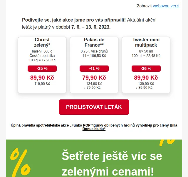 Billa: slevy až 65 % na leták – červenec 2026 | Nuslet.cz
