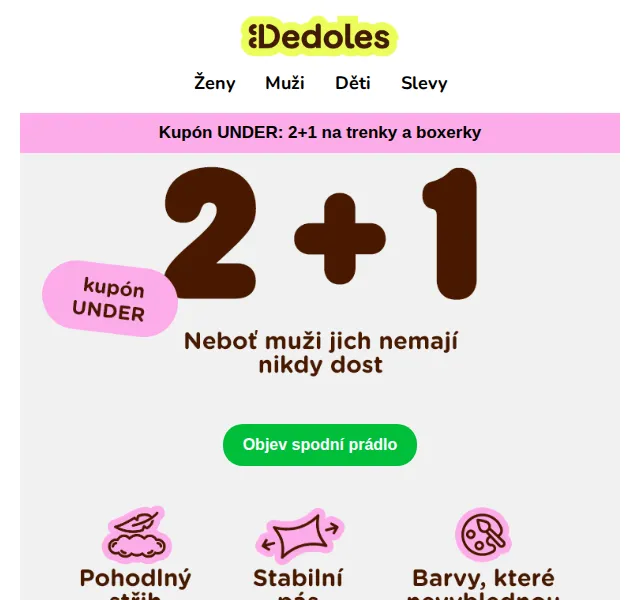 Dedoles.cz: 2+1 na trenky a boxerky – červen 2026 | Nuslet.cz