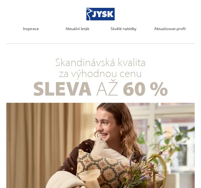 JYSK: Slevy až 60 % na nábytek a dekorace – duben 2026