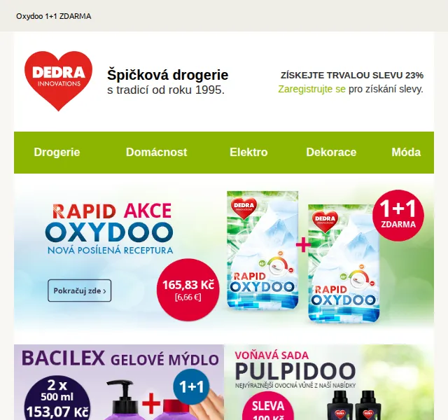 Novinky DEDRA INNOVATIONS: Oxydoo 1+1 ZDARMA – červen 2026 | Nuslet.cz