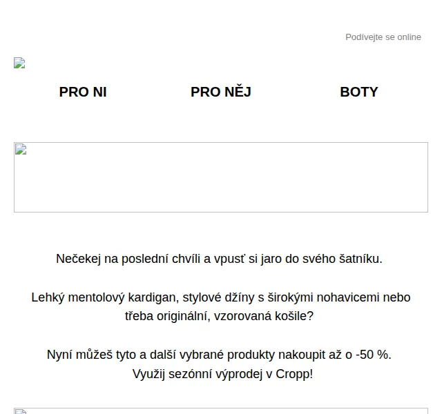 Cropp: sezónní výprodej až -50 % – červen 2026 | Nuslet.cz