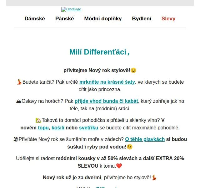 Different.cz: sleva až 50 % + extra 20 % na silvestrovský outfit – červen 2026 | Nuslet.cz