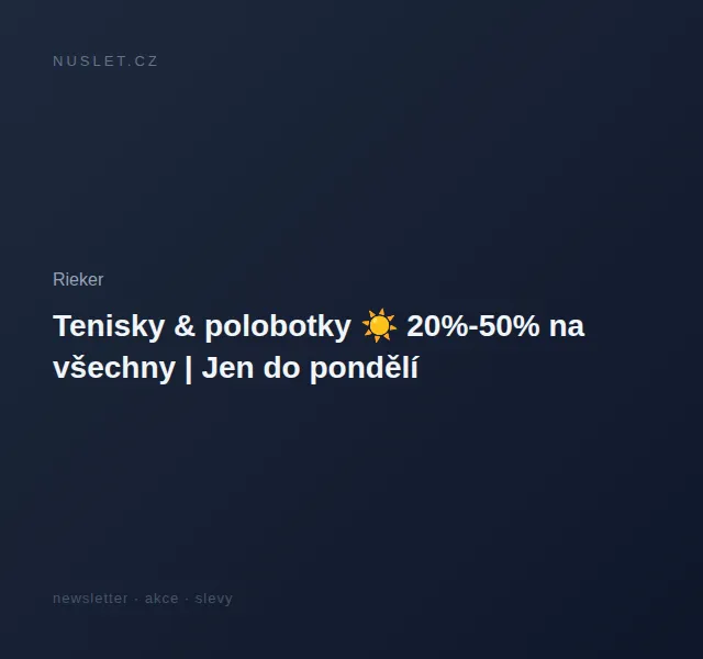 Rieker: tenisky a polobotky se slevou 20–50 % – červen 2026 | Nuslet.cz