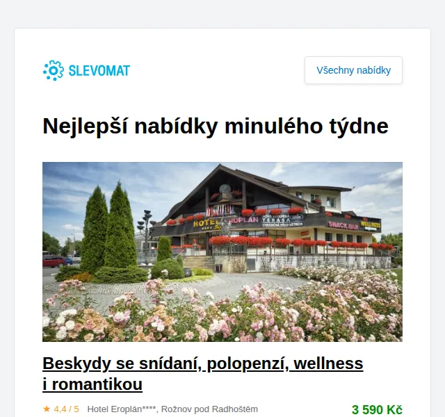 Slevomat: 4* pobyt v Rožnově pod Radhoštěm – červen 2026 | Nuslet.cz