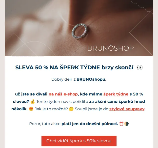 BRUNOshop.cz: 50% sleva na šperk týdne (souprava SOB) – prosinec 2026 | Nuslet.cz