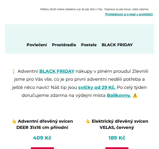Výprodej povlečení: slevy až 75 %, svícen od 189 Kč – červenec 2026 | Nuslet.cz