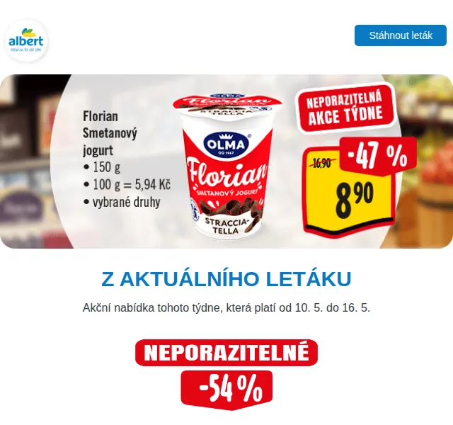 Albert: vepřová krkovice, camembert, meloun od 109,90 Kč – červenec 2026 | Nuslet.cz