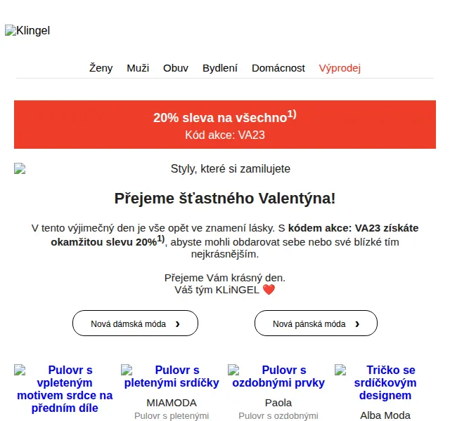 KLiNGEL: 20% sleva na všechno – červen 2026 | Nuslet.cz