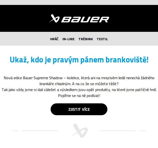 Bauer Hockey: Nová řada golmařiny Supreme Shadow – červen 2026 | Nuslet.cz
