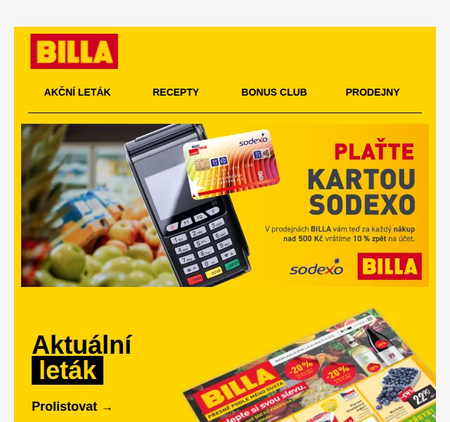 Billa: Sodexo 10 % zpět a Hellmann's tatarská omáčka 50 % – červen 2026 | Nuslet.cz