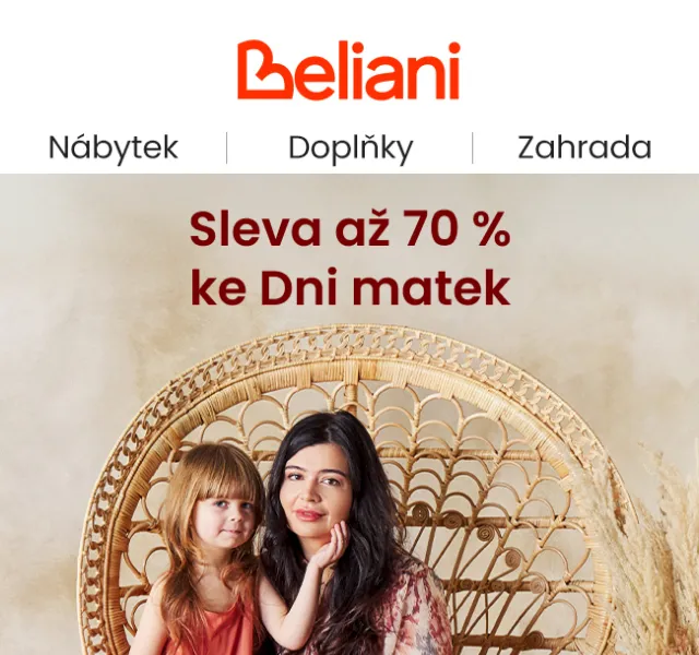 Beliani: Až 70 % sleva ke Dni matek – květen 2026