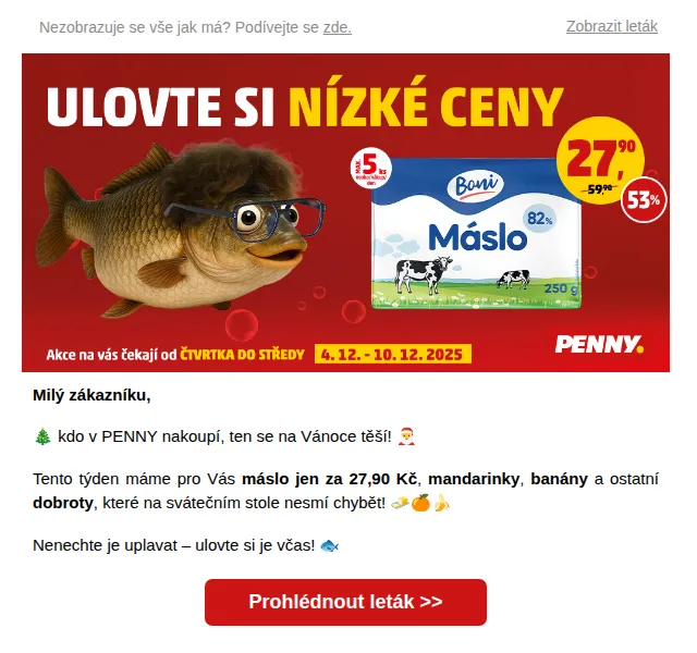 Penny: Máslo za 27,90 Kč a vánoční slevy – prosinec 2025 | Nuslet.cz