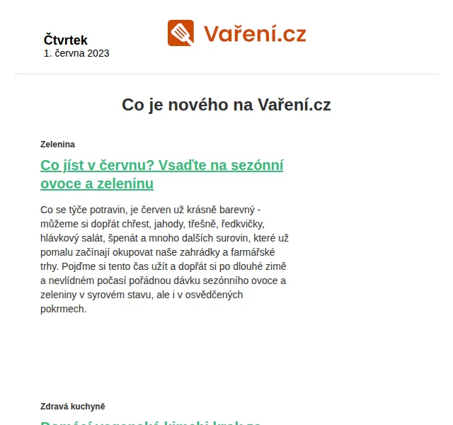 Vaření.cz: Sezónní recepty na červen 2019 – Recepty zdarma | Nuslet.cz