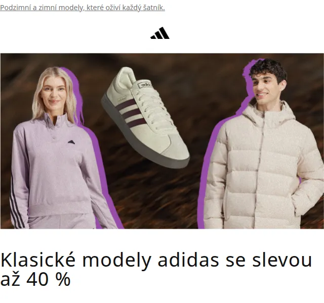 Adidas: sleva až 40 % na podzimní a zimní modely – červen 2026 | Nuslet.cz