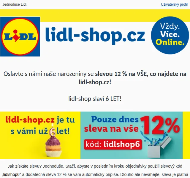 Lidl: 12% na vše k 6. narozeninám – září 2023 | Nuslet.cz