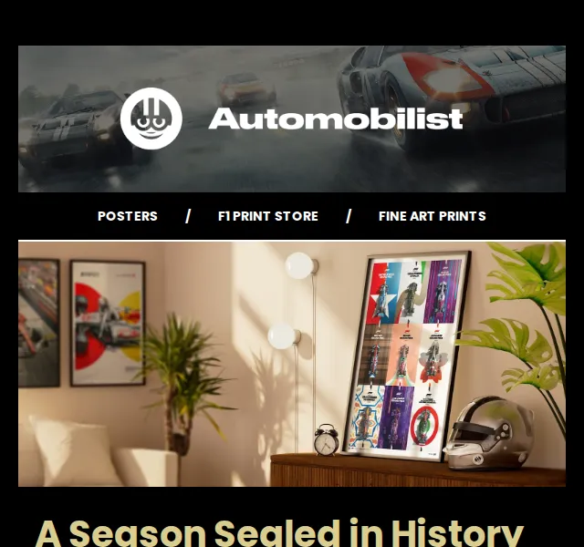 Automobilist: F1 75th Anniversary Poster limitovaná edice 75 ks – červenec 2026 | Nuslet.cz
