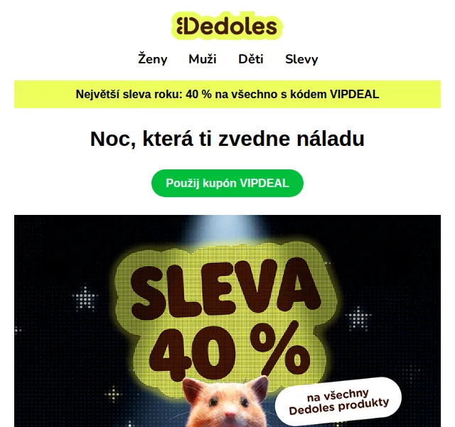 Dedoles.cz: Celosortimentní sleva 40 % – červen 2026 | Nuslet.cz
