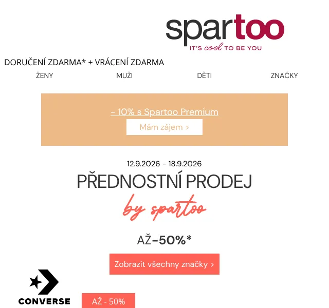 Spartoo.cz: až -50 % Caterpillar, Converse – září