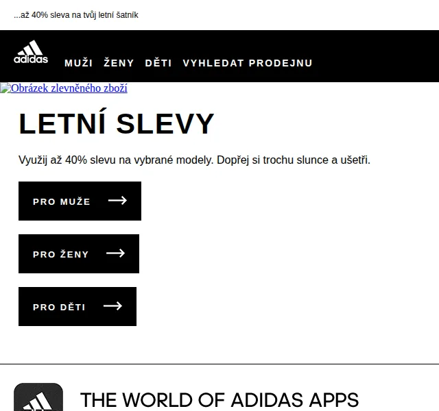 Adidas: až 40% sleva na letní šatník – červen 2026 | Nuslet.cz